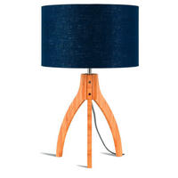 TISCHLEUCHTE GOOD&MOJO  36/54 cm   - Blau/Naturfarben, Trend, Holz/Textil (36/54cm) - Good & Mojo