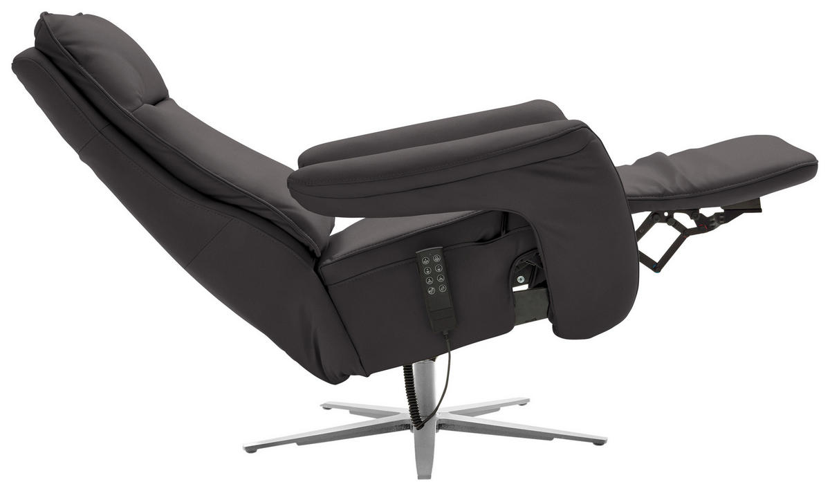 RELAXSESSEL in Leder Dunkelbraun  - Edelstahlfarben/Dunkelbraun, Design, Leder/Metall (79-83/116/87-176cm) - Valdera