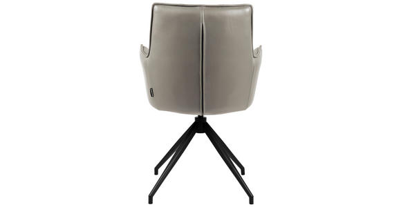 ARMLEHNSTUHL in Eisen Echtleder pigmentiert - Taupe/Schwarz, Design, Leder/Metall (60/89,5/63cm) - Novel