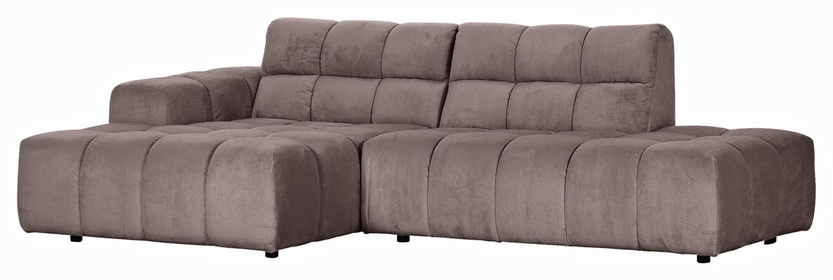 HÖRNSOFFA i plysch lerfärgad  - lerfärgad/svart, Klassisk, textil/plast (155/282cm) - MID.YOU