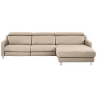 ECKSOFA in Echtleder Hellbraun  - Chromfarben/Hellbraun, Design, Leder/Metall (291/176cm) - Valdera