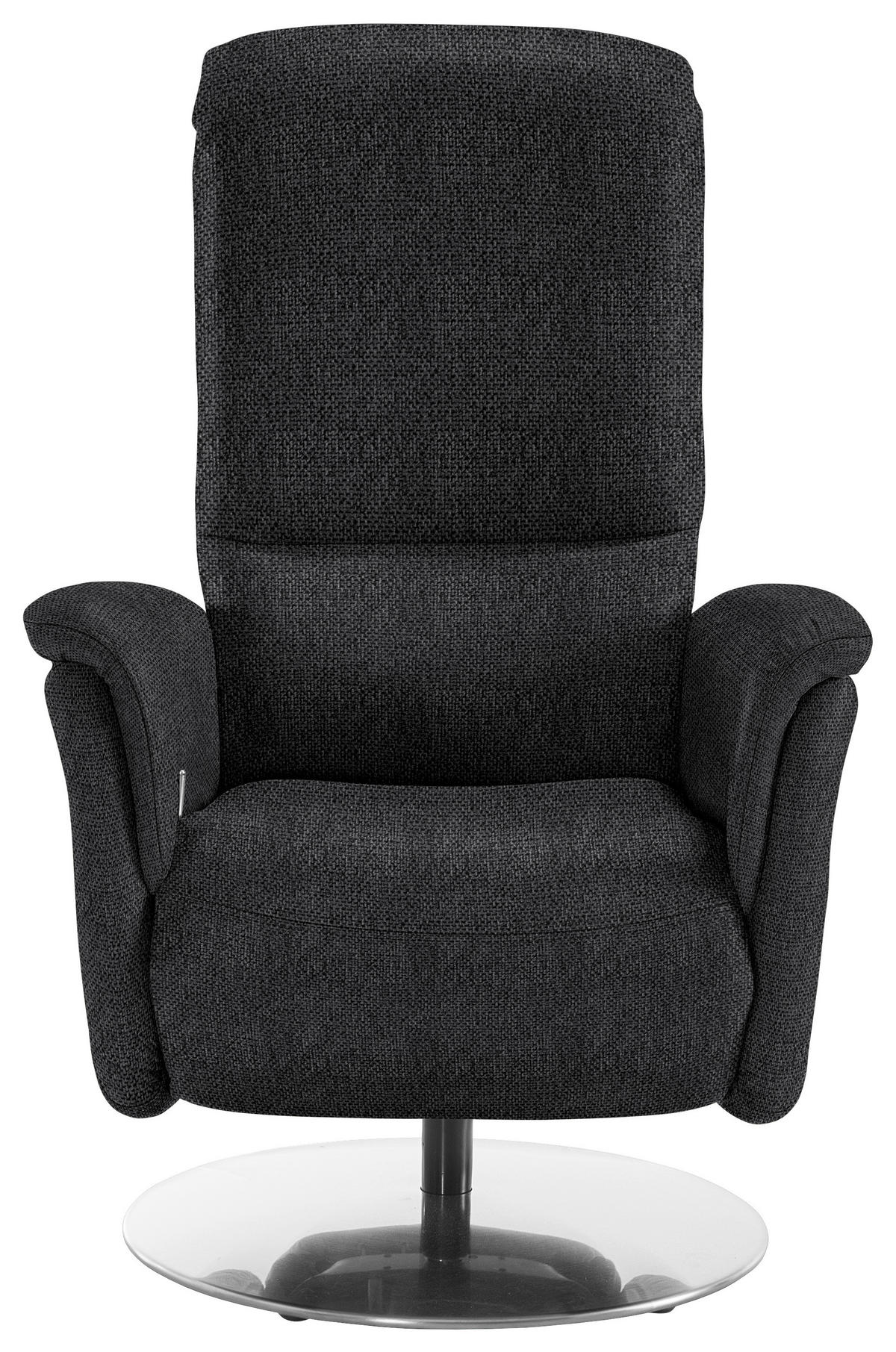 RELAXSESSEL Textil Schwarz  - Edelstahlfarben/Schwarz, Konventionell, Textil/Metall (79/112/94cm) - Beldomo Premium