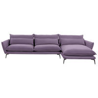 ECKSOFA Violett Webstoff  - Violett/Schwarz, Design, Textil/Metall (338/165cm) - Livetastic