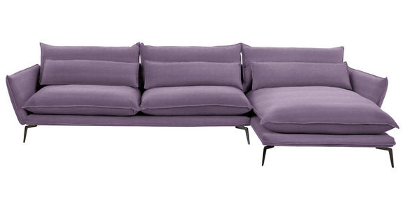 ECKSOFA in Webstoff Violett  - Violett/Schwarz, Design, Textil/Metall (338/165cm) - Hom`in