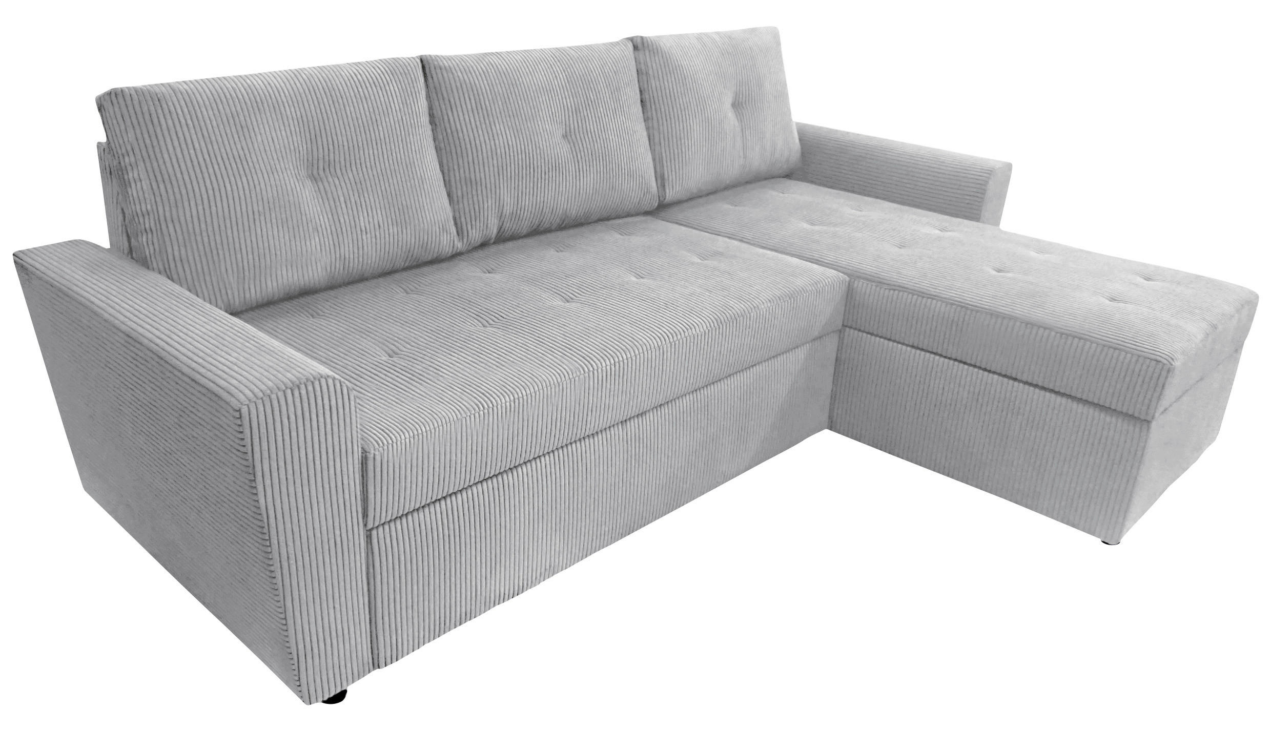 ECKSOFA in Cord Hellgrau 231/155 cm - Hellgrau/Schwarz, Design, Kunststoff/Textil (231/155cm) - MID.YOU