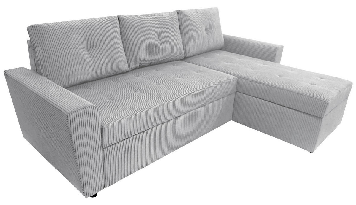 ECKSOFA in Cord Hellgrau  231/155 cm  - Hellgrau/Schwarz, Design, Kunststoff/Textil (231/155cm) - MID.YOU