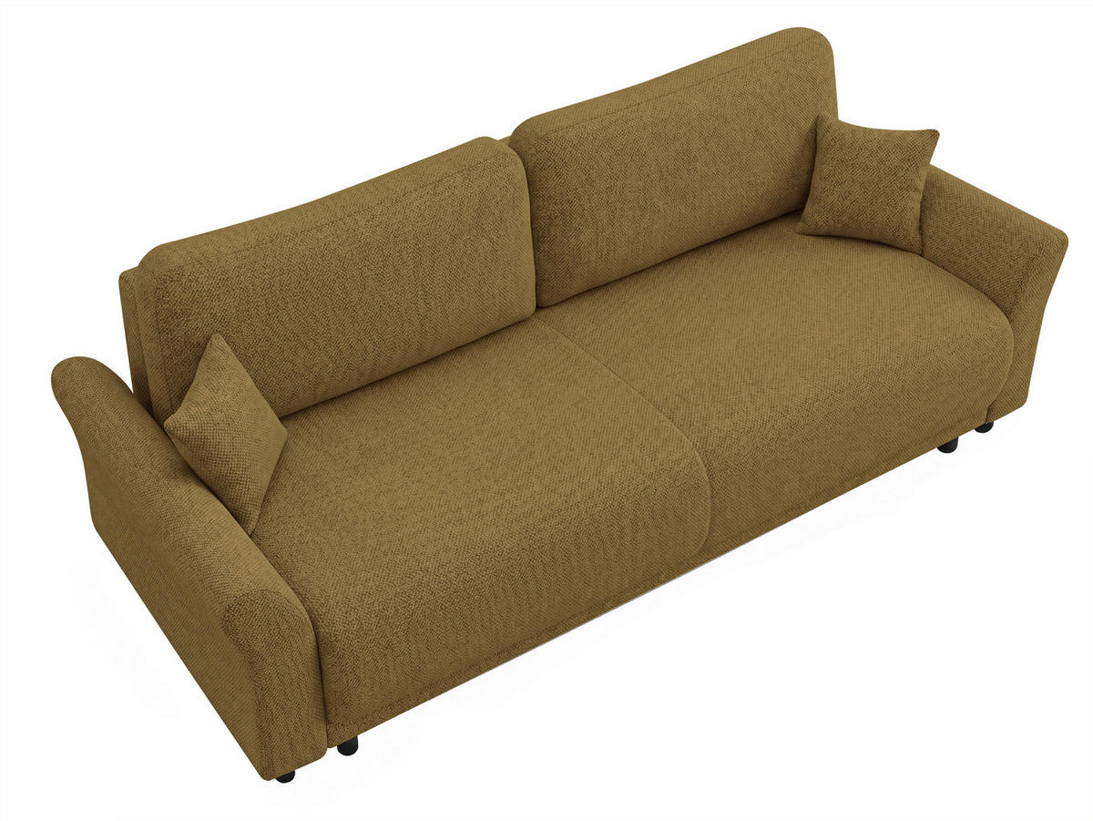 SCHLAFSOFA Flachgewebe, Struktur Braun  inkl. Zierkissen, Rückenkissen, Bettkasten, Schlaffunktion, Rücken echt  - Schwarz/Braun, Design, Textil (244/88/100cm) - P & B
