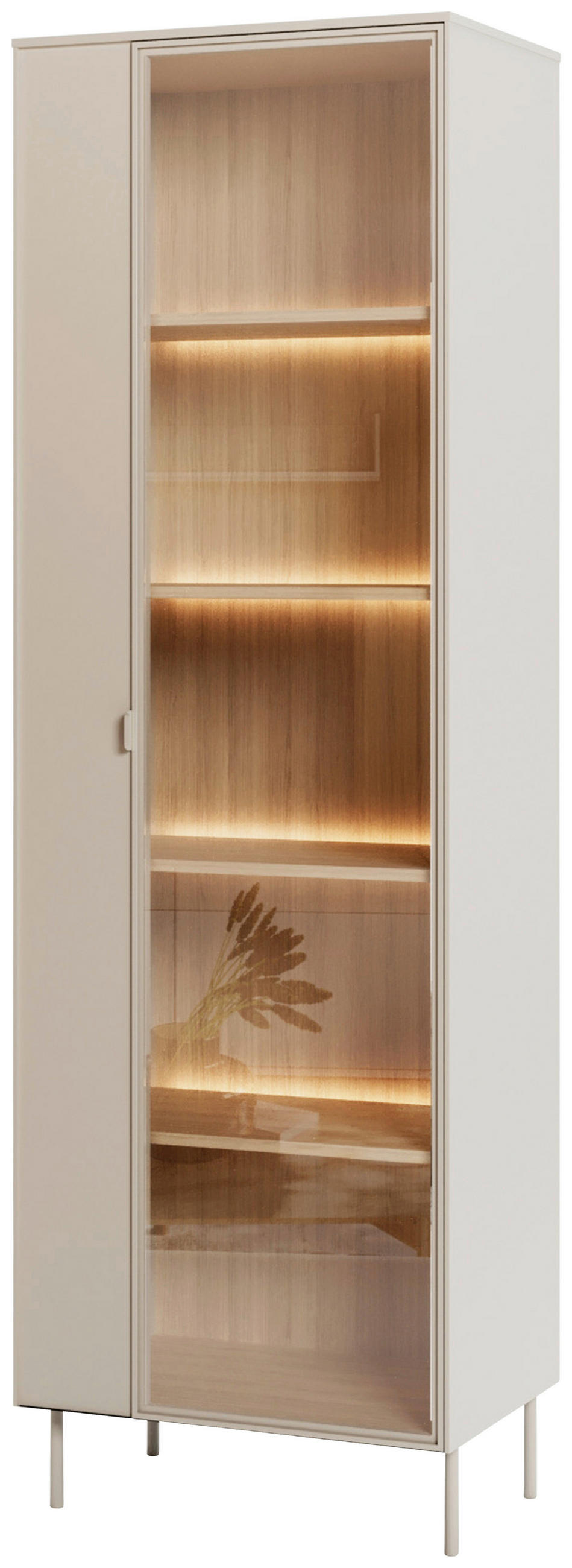 VITRINE Eichefarben, Kaschmir  - Kaschmir/Eichefarben, Modern, Glas/Holzwerkstoff (63/197/41cm) - Carryhome