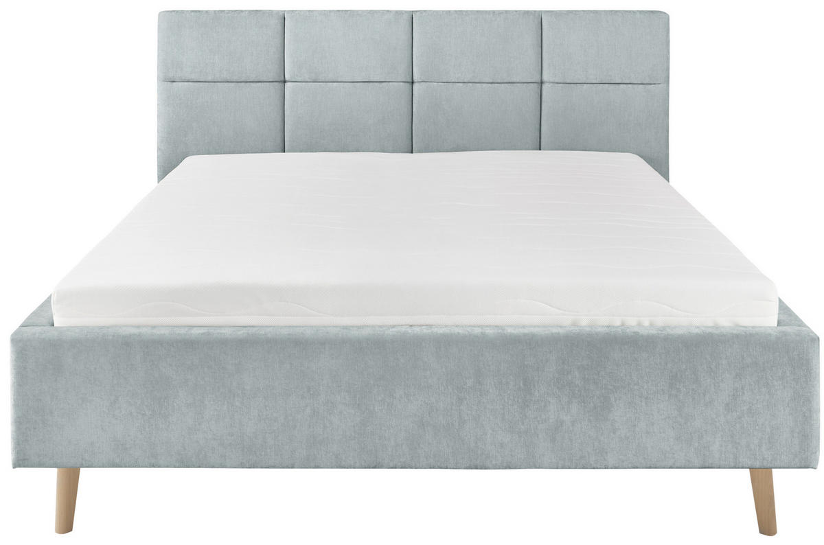 POLSTERBETT 140/200 cm,  in Hellblau,  - Eichefarben/Hellblau, KONVENTIONELL, Holz/Textil (140/200cm) - SetOne by Musterring