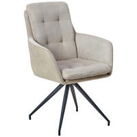 ARMLEHNSTUHL  in Eisen Webstoff, Cord, Samt  - Beige/Schwarz, LIFESTYLE, Textil/Metall (60/94/64cm) - MID.YOU