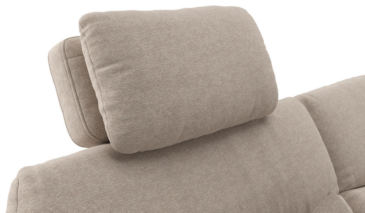 ECKSOFA Sandfarben Webstoff  - Sandfarben/Schwarz, KONVENTIONELL, Textil/Metall (263/201cm) - Pure Home Comfort