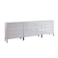 SIDEBOARD Mailand Set 12 + MF  in 264/86/33 cm  - Weiß Hochglanz/Anthrazit, MODERN, Holzwerkstoff/Metall (264/86/33cm) - MID.YOU