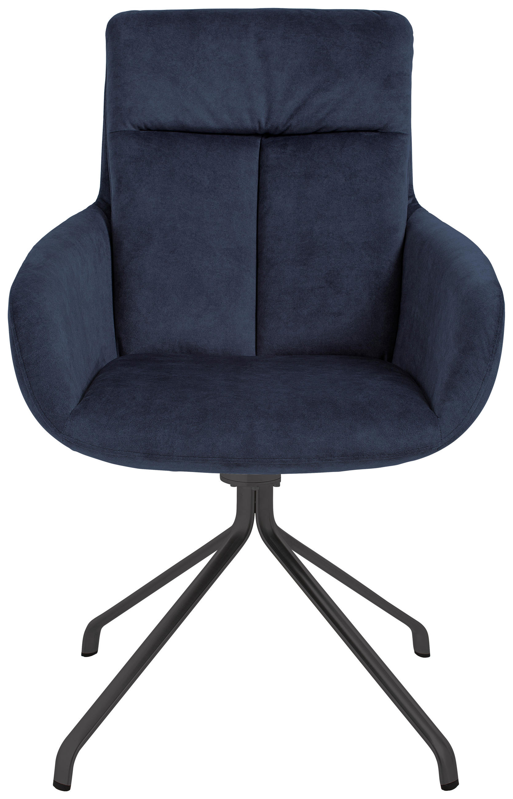 ARMLEHNSTUHL drehbar  in Stahl Velours  - Blau/Anthrazit, Design, Textil/Metall (61/90/64cm) - Venjakob