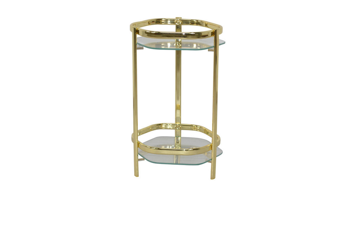 BLUMENTISCH Metall, Glas  - Messingfarben, Design, Glas/Metall (28/28/45cm) - MID.YOU
