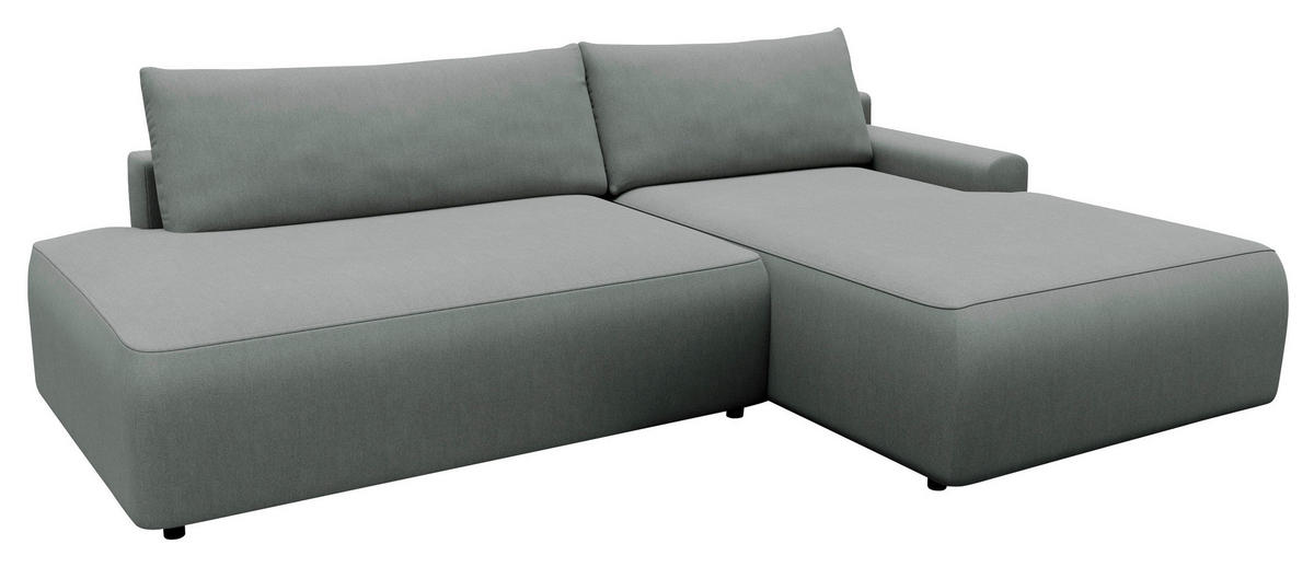 ECKSCHLAFSOFA in Struktur Grau  - Schwarz/Grau, Modern, Kunststoff/Textil (253/167cm) - Trendmanufaktur