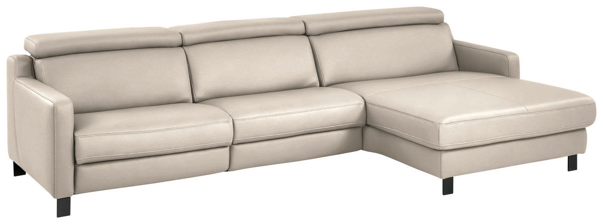 ECKSOFA in Echtleder Greige  - Greige/Schwarz, Design, Leder/Metall (291/176cm) - Valdera