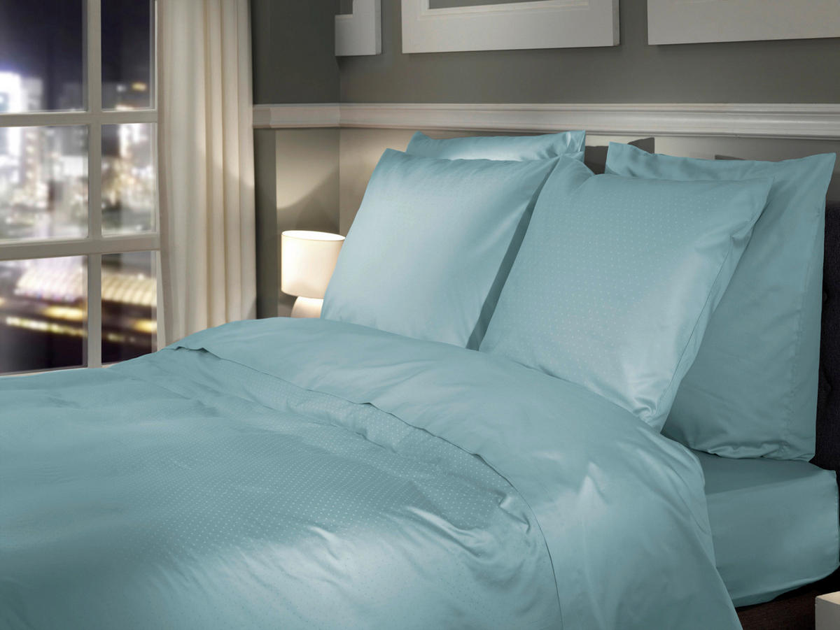 BETTWÄSCHE 2-teilig Punto Makosatin 135/200 cm  - Blau, Basics, Textil (135/200cm)
