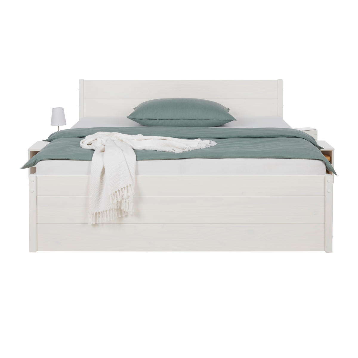Stauraumbett   160/200 cm   bijela  - bijela/prirodne boje, Konvencionalno, drvo (160/200cm) - Zandiara