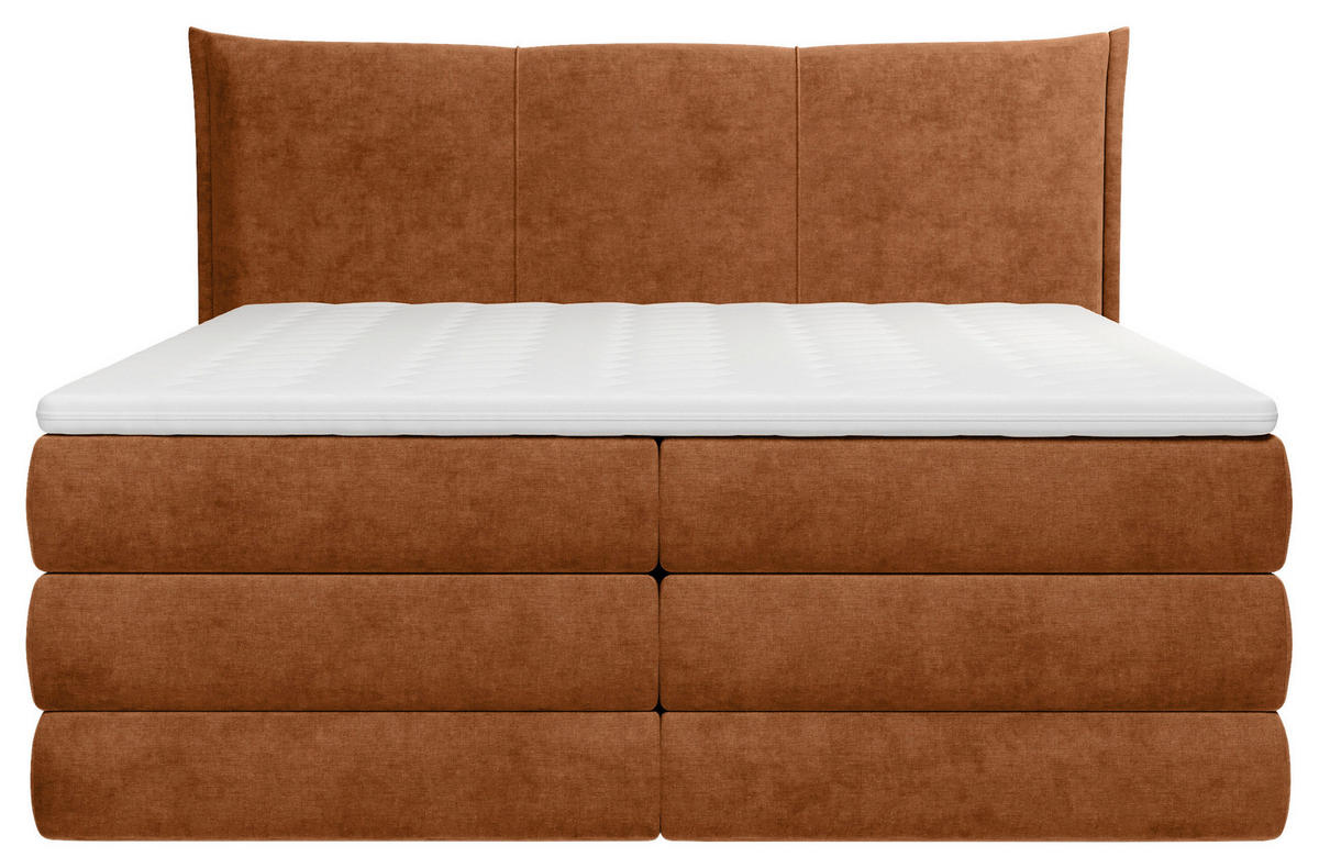 KONTINENTALSÄNG 180/200 cm  i terrakotta  - svart/terrakotta, Modern, trämaterial/trä (180/200cm) - MID.YOU