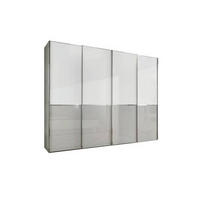 SCHWEBETÜRENSCHRANK  in Grau, Weiß  - Chromfarben/Weiß, KONVENTIONELL, Glas/Holzwerkstoff (300/217/67cm) - Novel