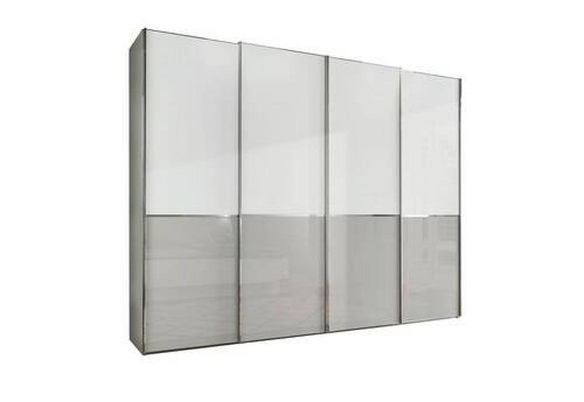 SCHWEBETÜRENSCHRANK  in Grau, Weiß  - Chromfarben/Weiß, KONVENTIONELL, Glas/Holzwerkstoff (300/217/67cm) - Novel