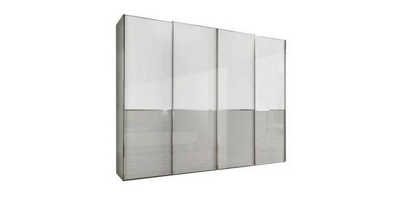 SCHWEBETÜRENSCHRANK in Grau, Weiß - Chromfarben/Weiß, KONVENTIONELL, Glas/Holzwerkstoff (300/217/67cm) - Novel