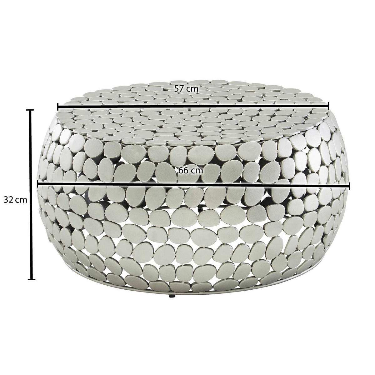 COUCHTISCH 66/66/32 cm rund Silberfarben  - Silberfarben, Design, Metall (66/66/32cm) - MID.YOU