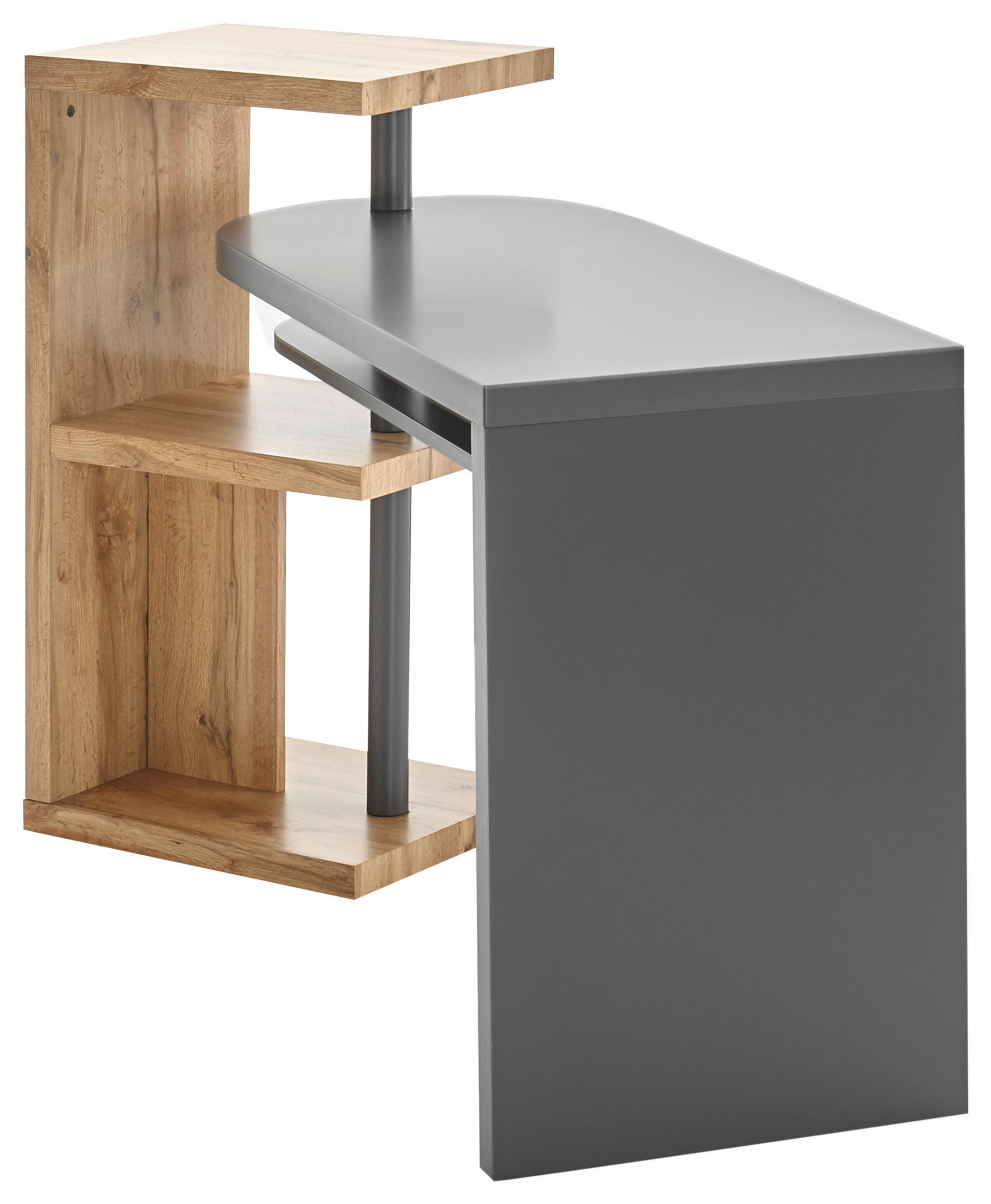 SCHREIBTISCHKOMBINATION Grau, Eichefarben - Eichefarben/Grau, MODERN, Metall (145/50/94cm) - MID.YOU