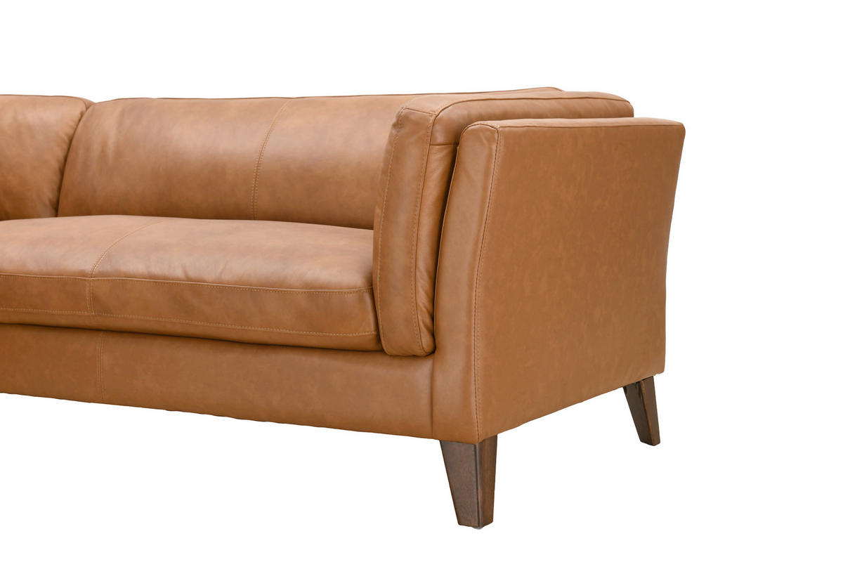 ECKSOFA SERA Cognac Echtleder Lederlook  - Cognac/Dunkelbraun, Design, Leder/Holz (194/235cm) - Livetastic