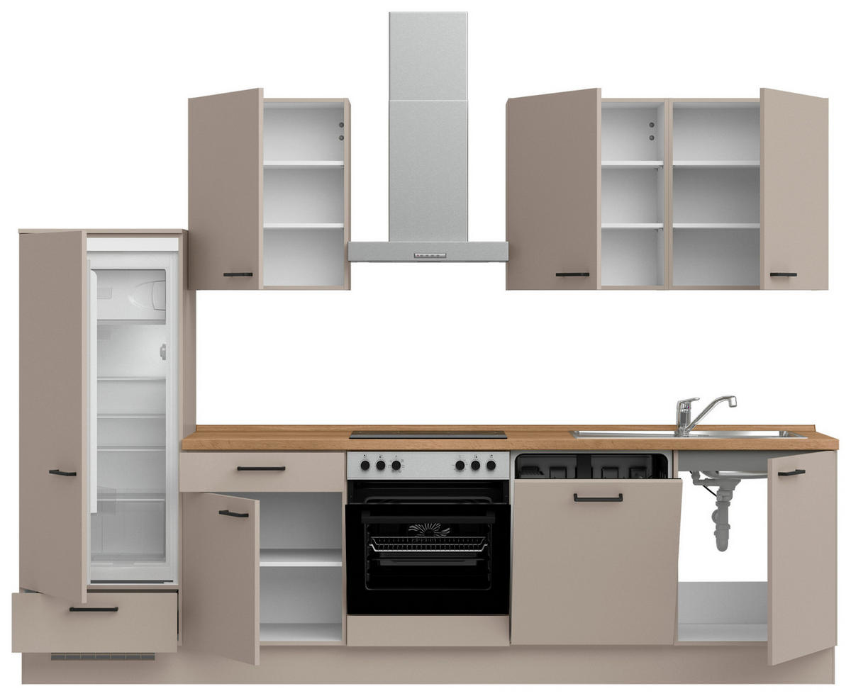 KÜCHENBLOCK Easytouch 300 cm  in Eichefarben, Sandfarben  - Sandfarben/Eichefarben, MODERN, Holzwerkstoff/Metall (300cm) - Nobilia