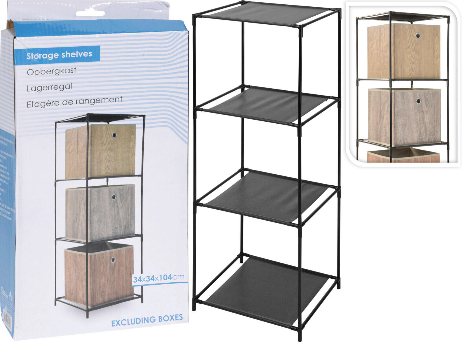 REGAL Schwarz  - Schwarz, Basics, Textil/Metall (34/34/104cm)