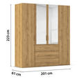 DREHTÜRENSCHRANK  in Eichefarben  - Eichefarben, Design, Glas/Holzwerkstoff (201/223/60cm) - Novel