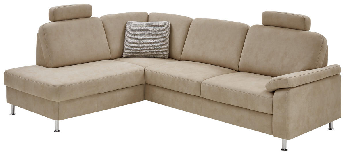 ECKSOFA Rostock Beige Mikrofaser  - Beige, Design, Textil/Metall (202/266cm) - Beldomo System