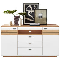 SIDEBOARD Weiss, Eiche Artisan  175/97/47 cm  - Weiss/Anthrazit, Design, Holzwerkstoff/Metall (175/97/47cm) - Stylife