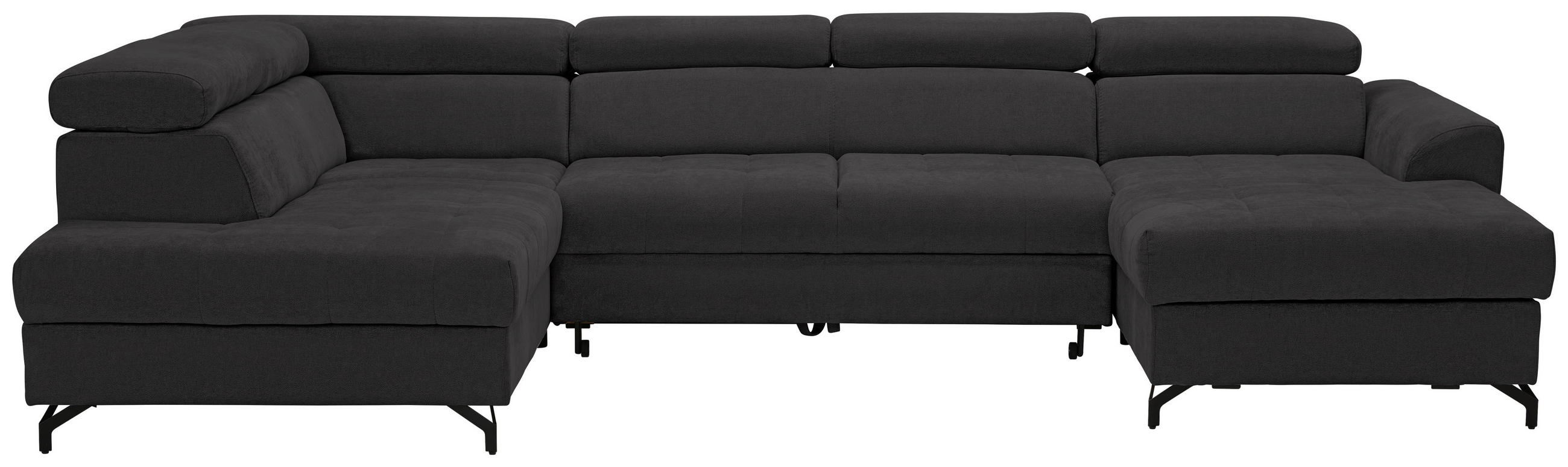 WOHNLANDSCHAFT Anthrazit Struktur  - Anthrazit/Schwarz, Design, Textil/Metall (203/327/177cm) - Stylife