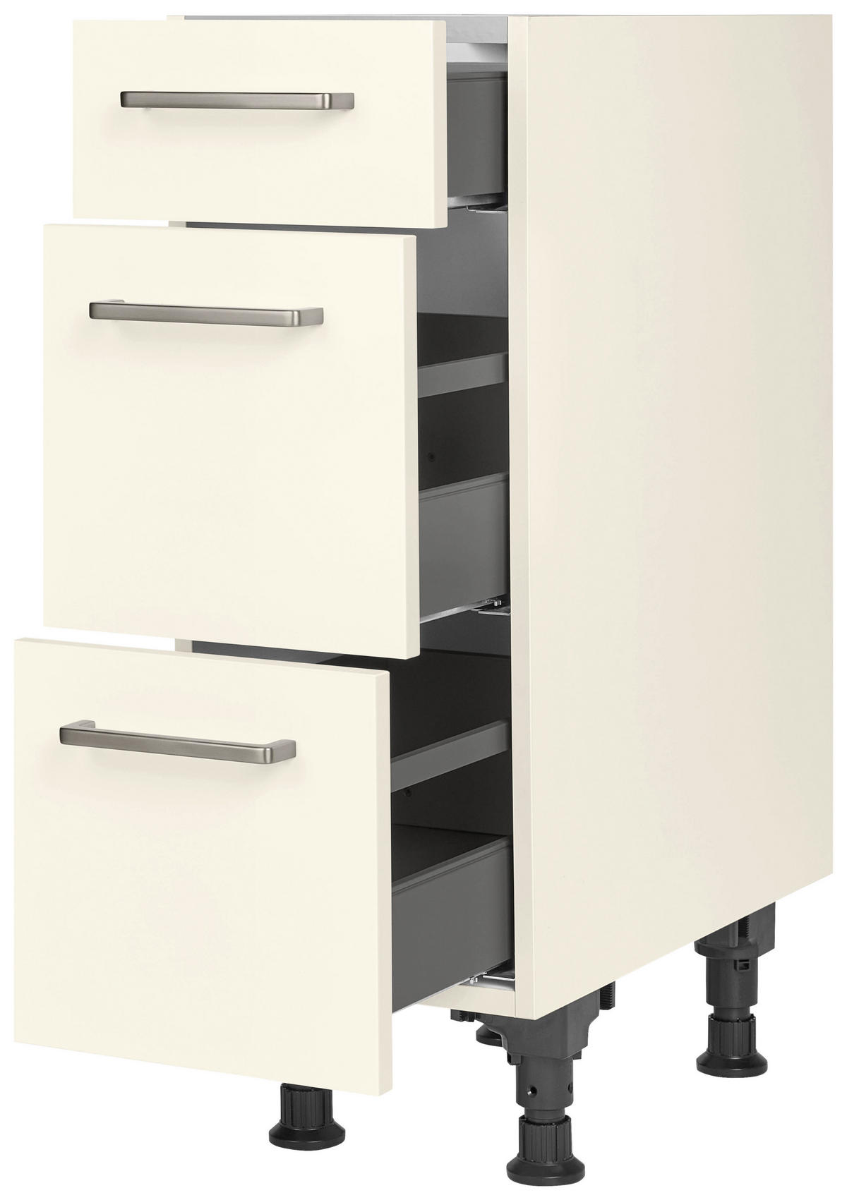 SCHUBKASTENUNTERSCHRANK 30/87/56 cm  in Magnolie  - Edelstahlfarben/Magnolie, MODERN, Holzwerkstoff/Metall (30/87/56cm) - Nobilia