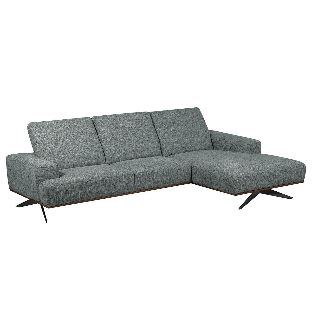 ECKSOFA PORTLAND Anthrazit Struktur Kopfteilverstellung  - Dunkelbraun/Anthrazit, Design, Holz/Textil (295/187cm) - Livetastic