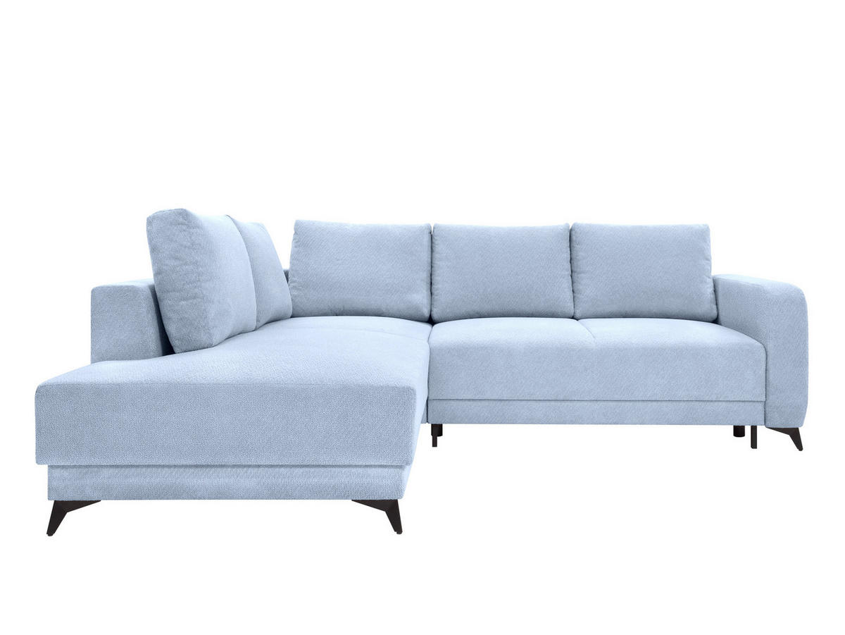 ECKSOFA CORTEZ in Hellblau  - Schwarz/Hellblau, Design, Textil/Metall (215/260cm) - MID.YOU