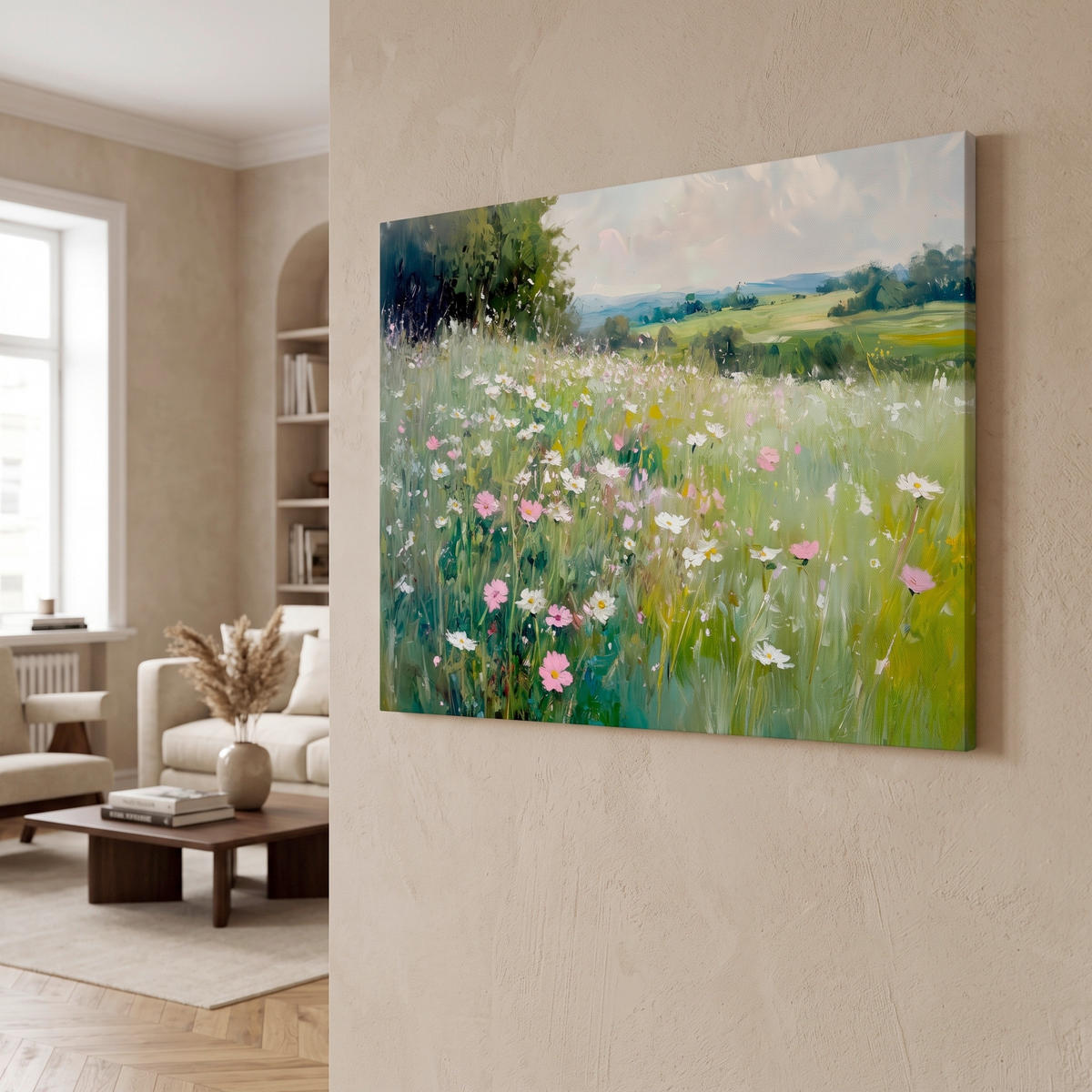 LEINWANDBILD Landschaft und Natur, Blumen Multicolor 85/113 cm  - Multicolor, Basics, Holz/Textil (85/113cm)