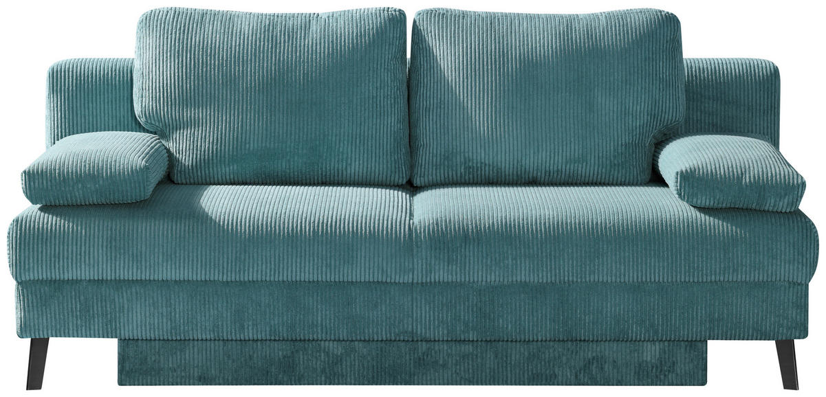 SCHLAFSOFA in Cord Türkis  - Türkis/Schwarz, Modern, Textil/Metall (194/91/90cm) - Novel