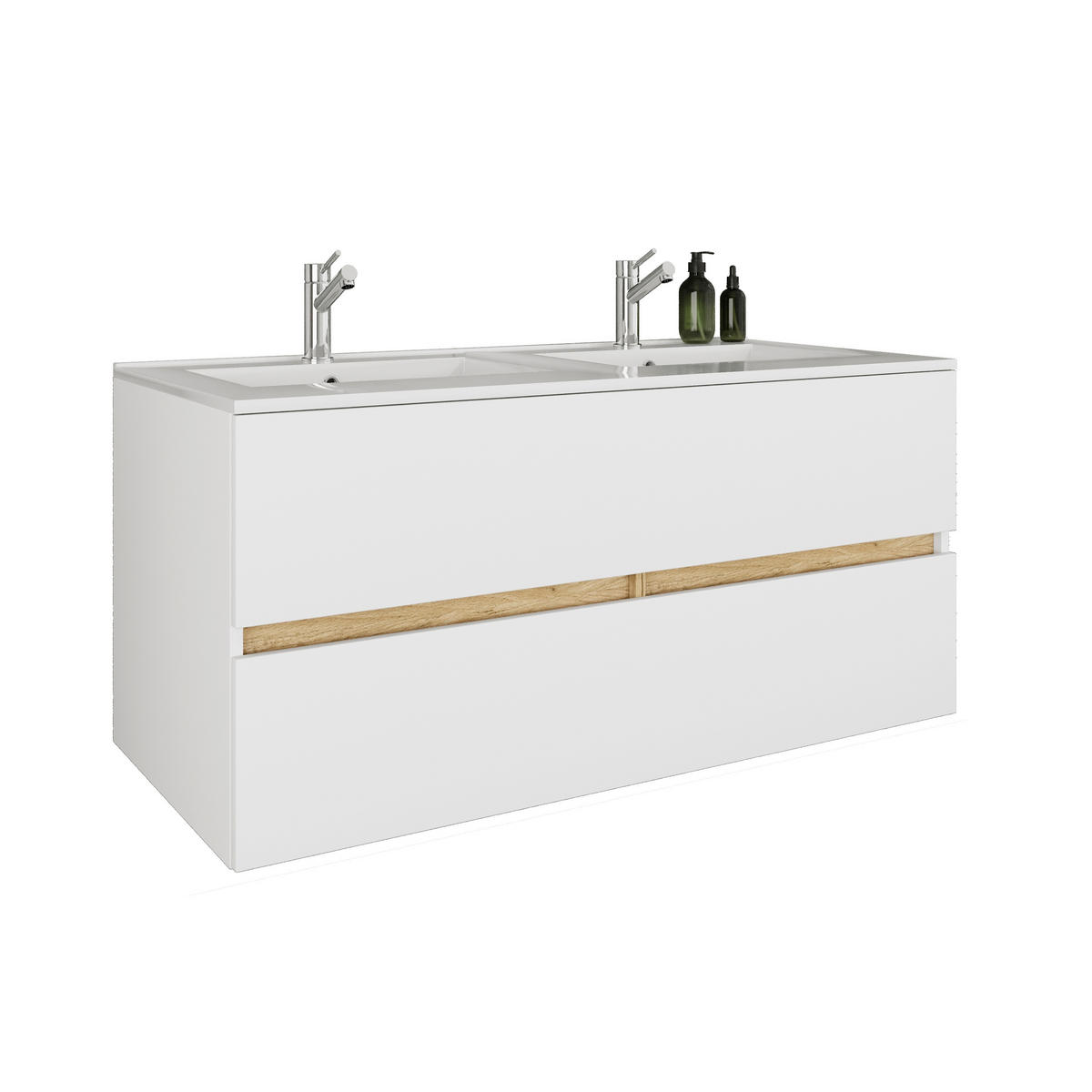 BADEZIMMER 2-teilig  in  - Honigeiche/Weiß, Trend, Keramik/Holzwerkstoff (112/51/47cm) - MID.YOU