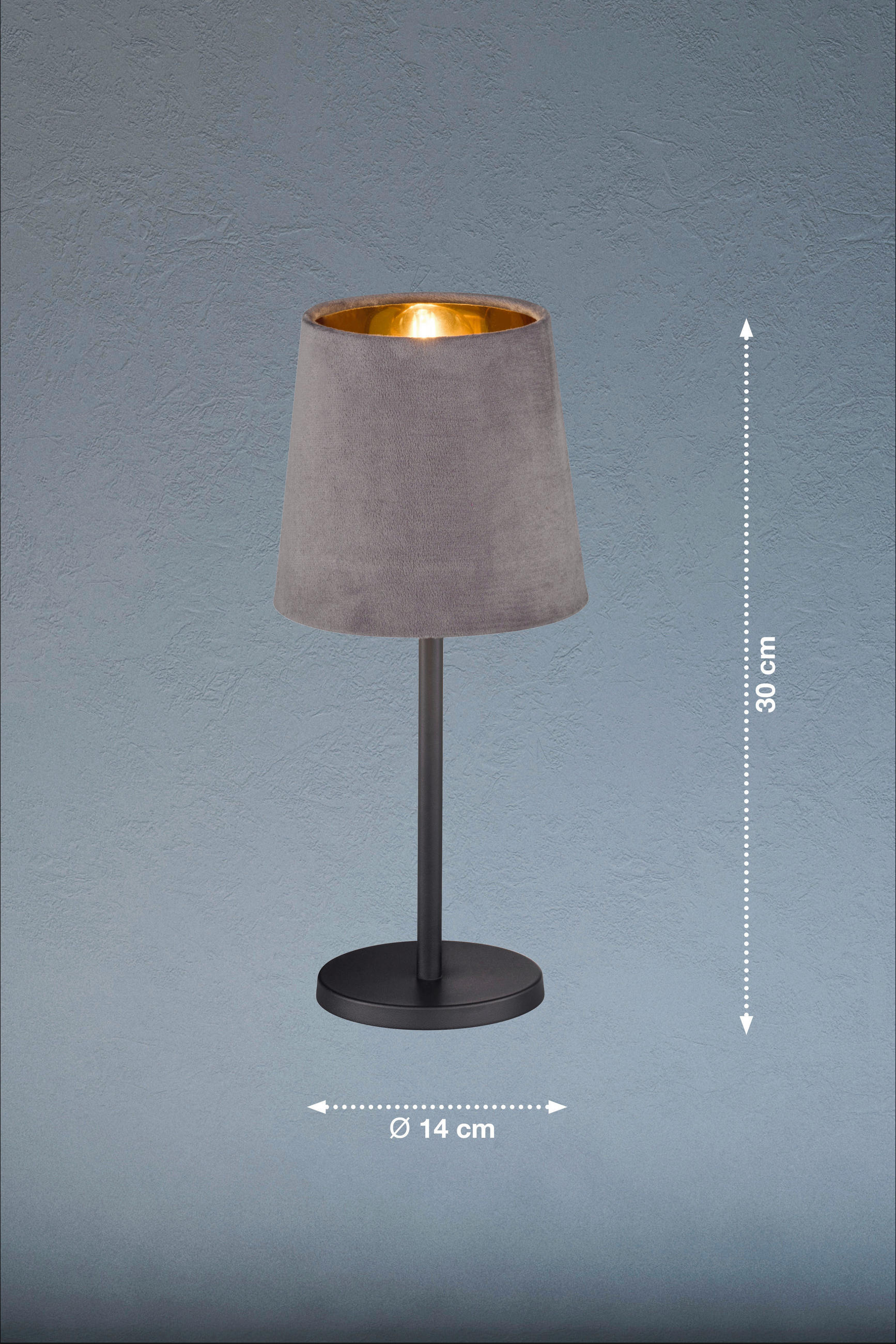 SVJETILJKA STOLNA  - siva/crna, Basics, metal/tekstil (14/30cm)