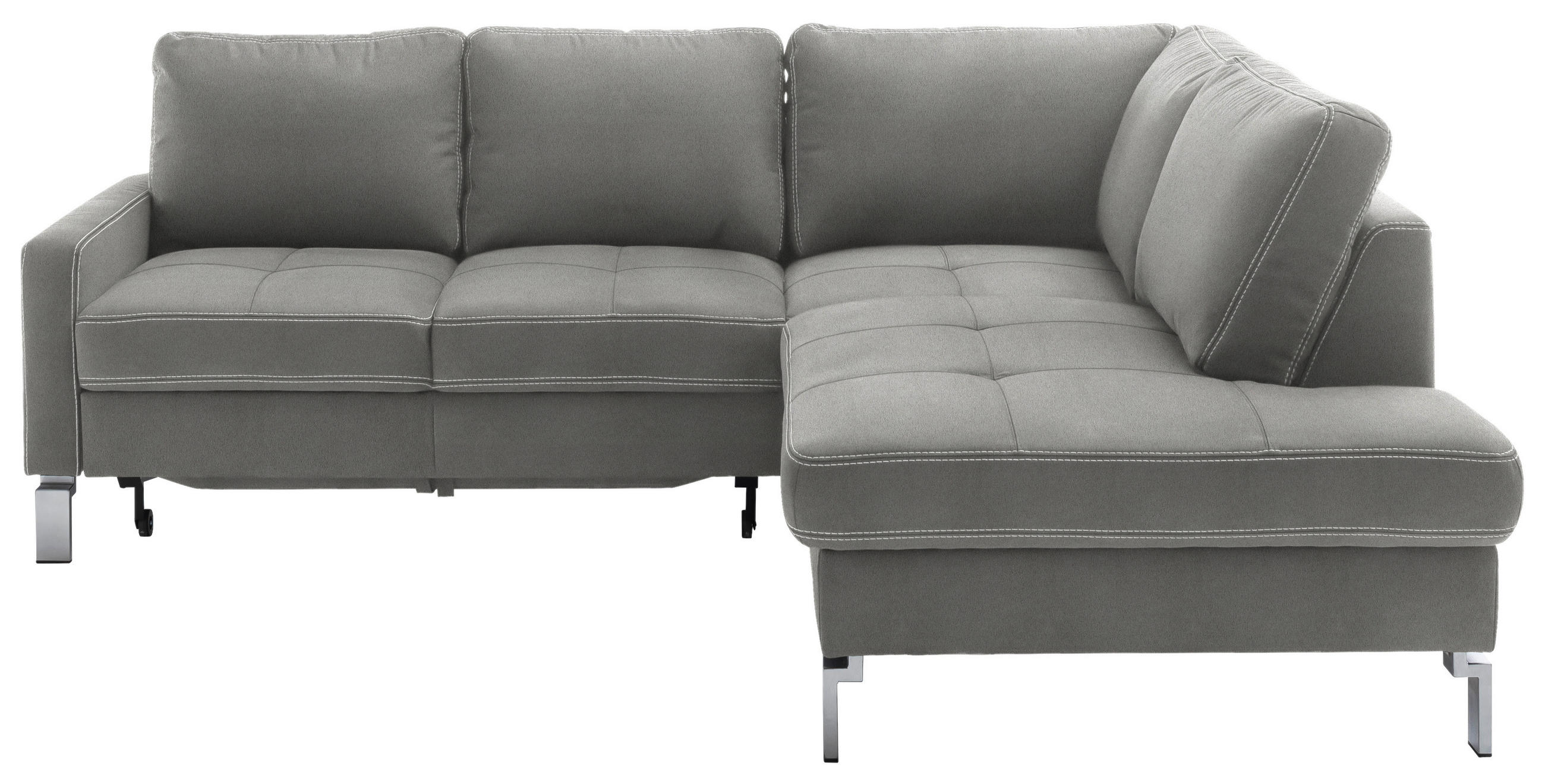 ECKSOFA in Mikrofaser Grau  - Chromfarben/Beige, Design, Textil/Metall (229/200cm) - Pure Home Lifestyle