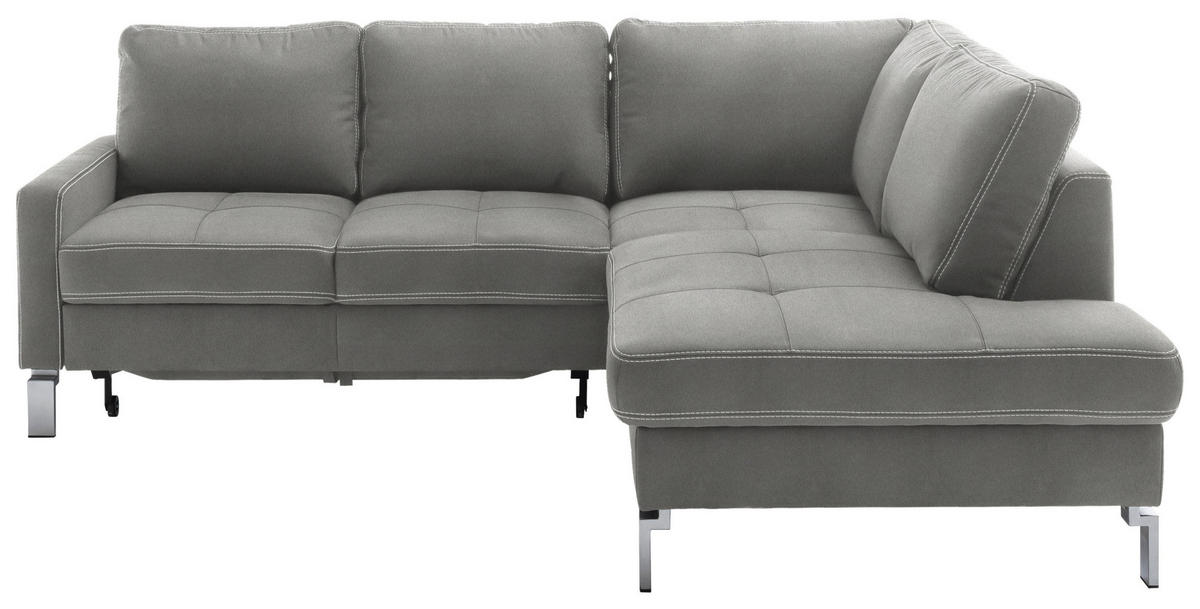ECKSOFA in Mikrofaser Grau  - Chromfarben/Beige, Design, Textil/Metall (229/200cm) - Pure Home Lifestyle