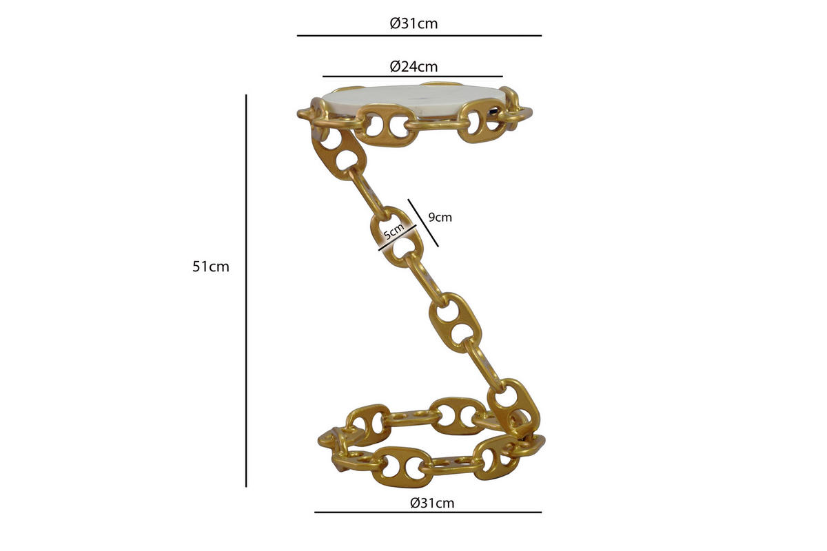 BEISTELLTISCH Goldfarben rund  - Goldfarben, Design, Metall (31/51/31cm) - Livetastic