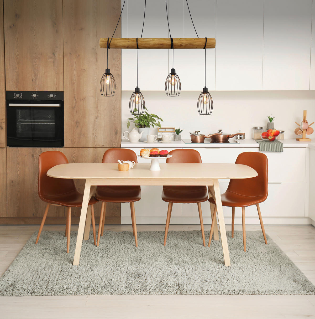 HÄNGELEUCHTE Berti 115/16/150 cm  - Schwarz/Braun, Design, Holz/Kunststoff (115/16/150cm) - Globo