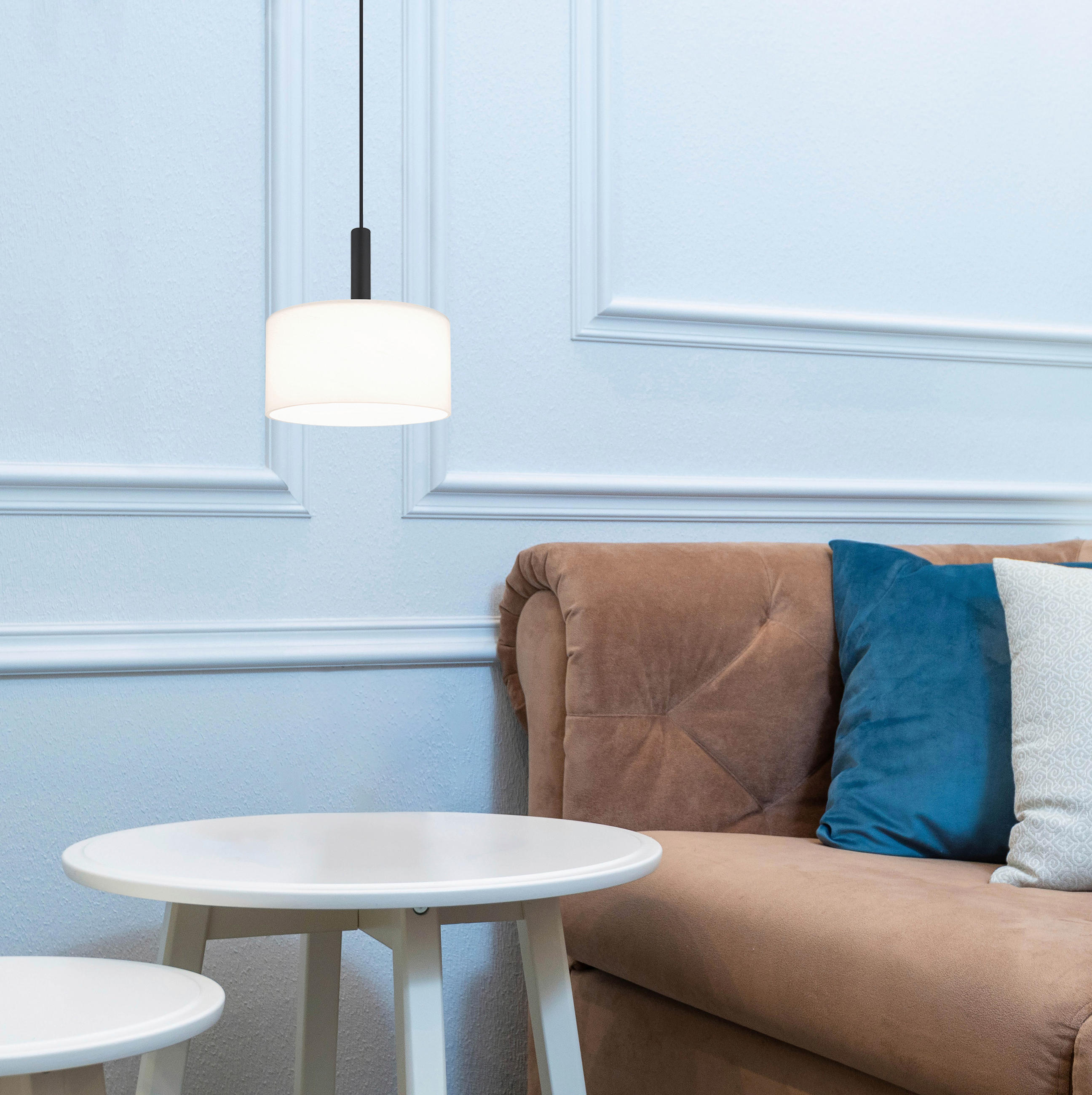 Thumbnail - Collet's Monde Hängeleuchte, Opal, Schwarz, Metall, Kunststoff, Glas, 150 cm, 3-fach schaltbar, Farbtemperaturwechsler, ...