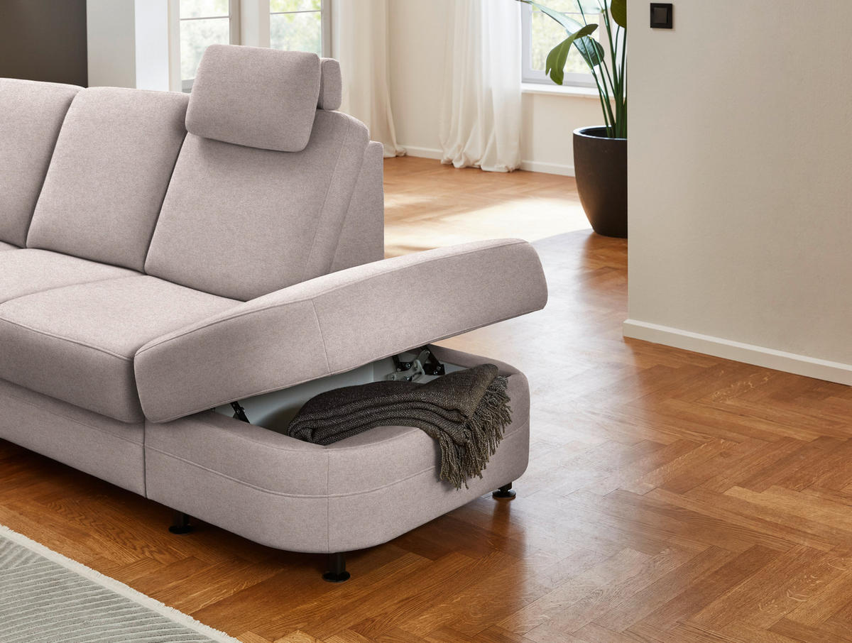 ECKSOFA  in Flachgewebe Rosa  269/287 cm  - Schwarz/Rosa, KONVENTIONELL, Textil/Metall (269/287cm) - Beldomo System