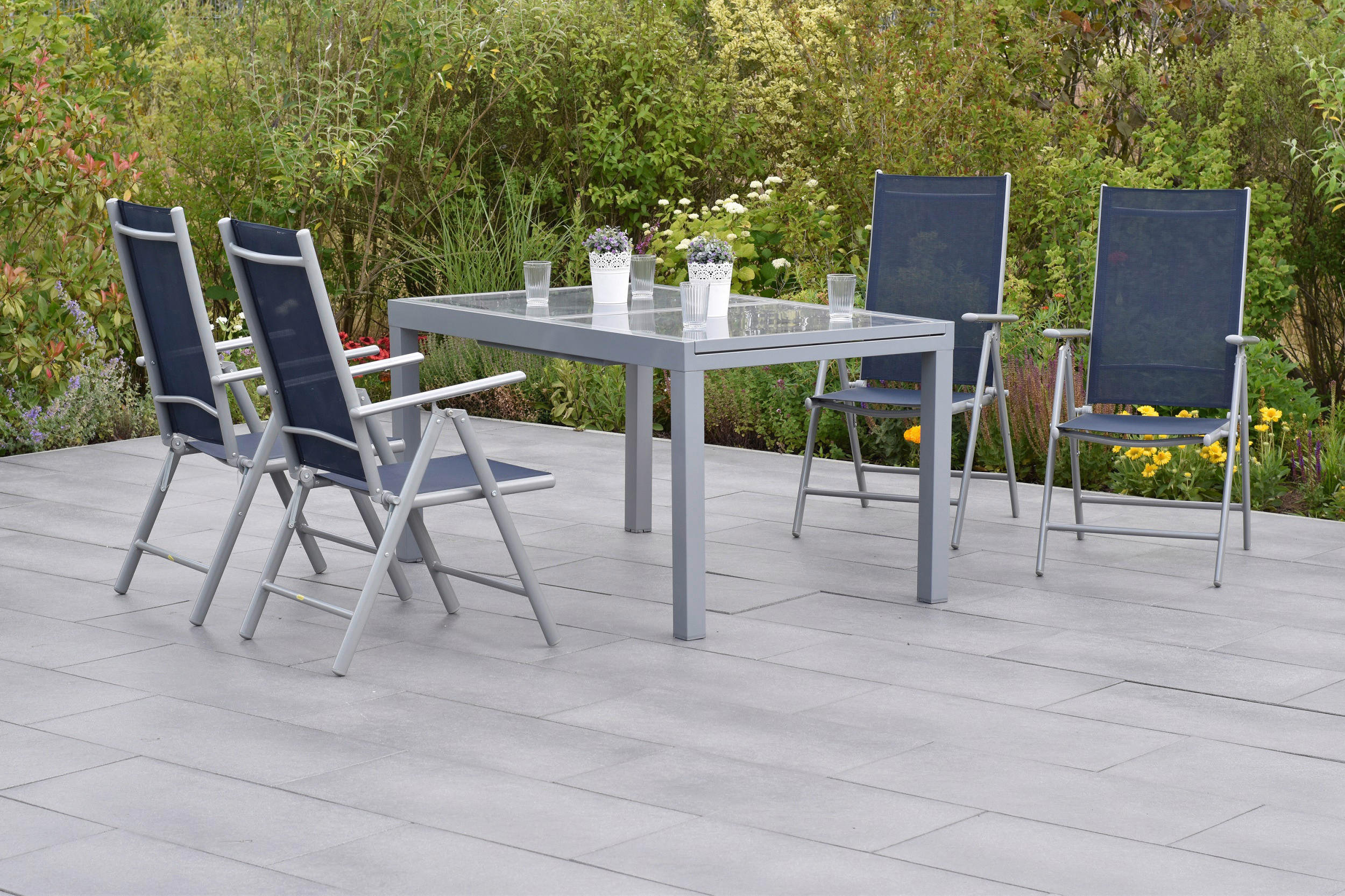 GARTENSET Aluminium - Silberfarben, MODERN, Textil/Metall - Gardenson