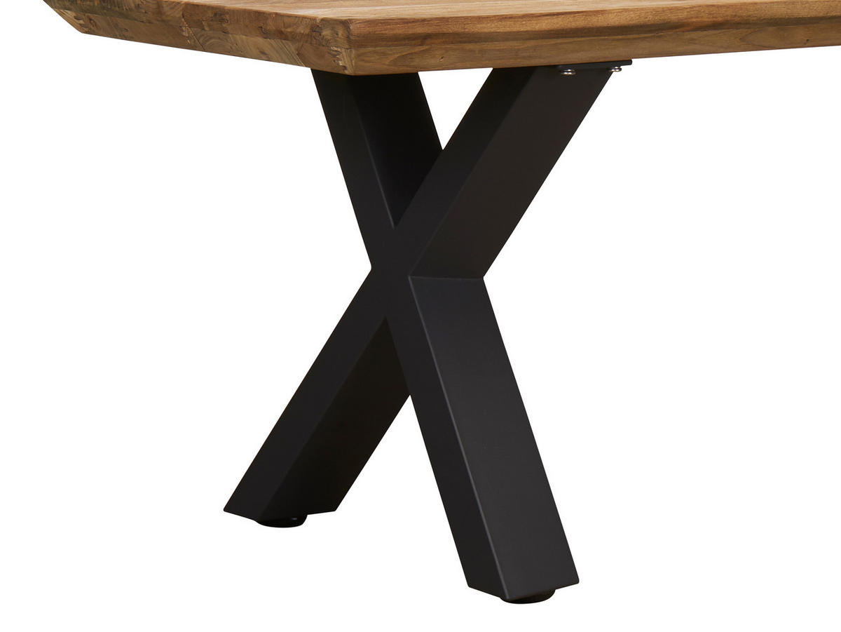 GARTENBANK 220/40/46 cm Teakholz  Edelstahl  - Anthrazit/Teakfarben, Design, Holz/Metall (220/40/46cm) - Amatio